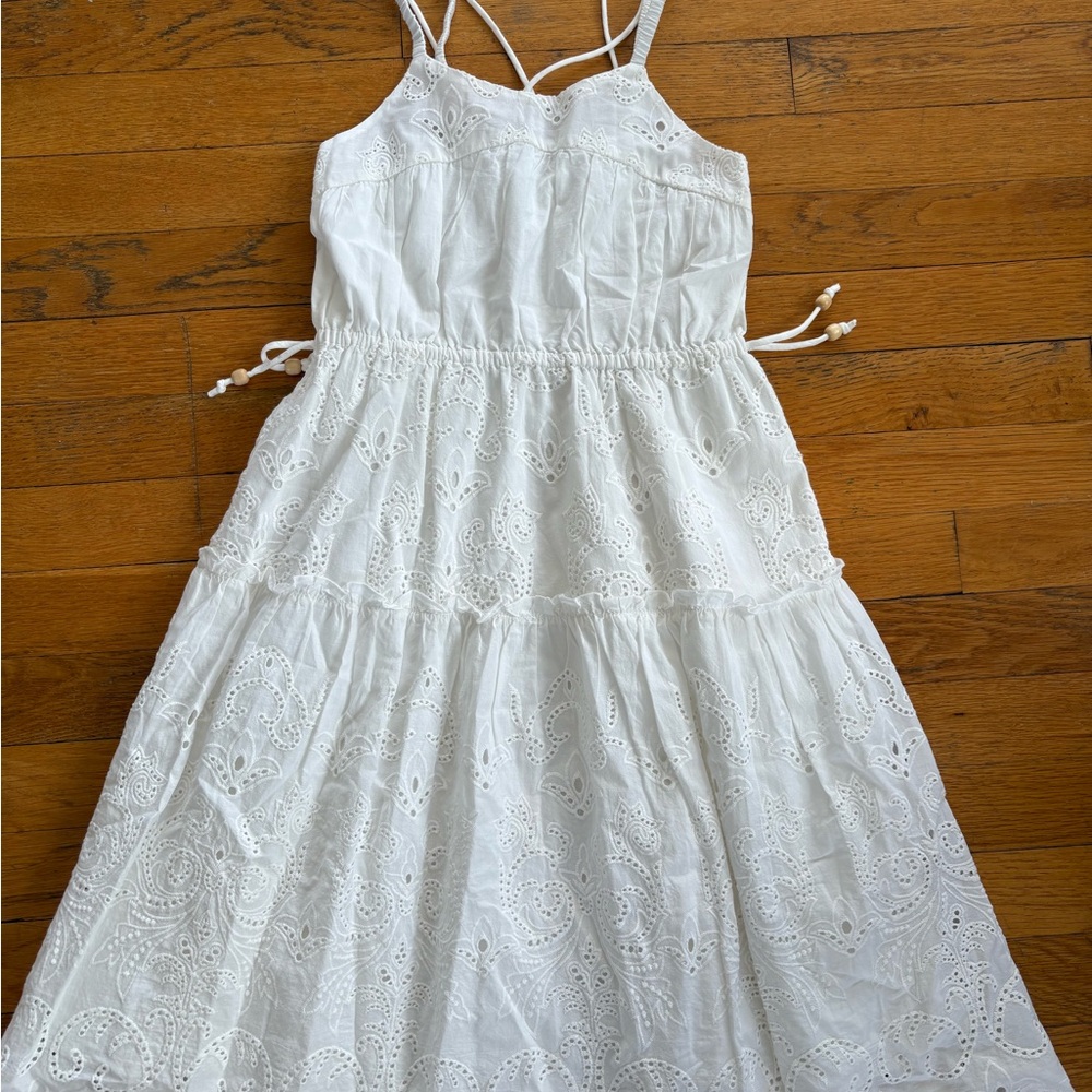Zara White Eyelet Sundress for Kids - Lightweight Spaghetti Strap Dress